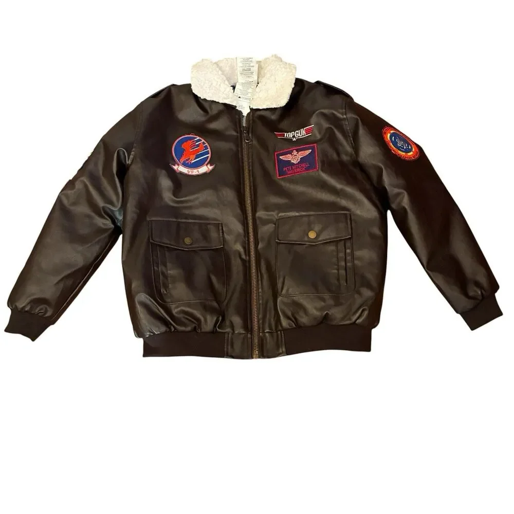 Boys Top Gun Rubies Paramount Bomber Jacket Maverick Size Large Zipper Front